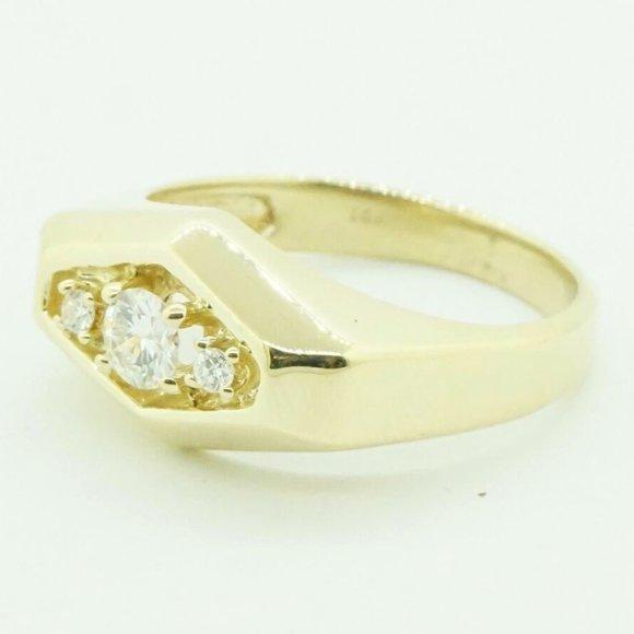 Estate 14k Yellow Gold Diamond Ring 0.36 TCW Vintage Gemstone Jewelry Size 8.75